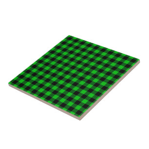 Black and Green Checked Ceramic Tile