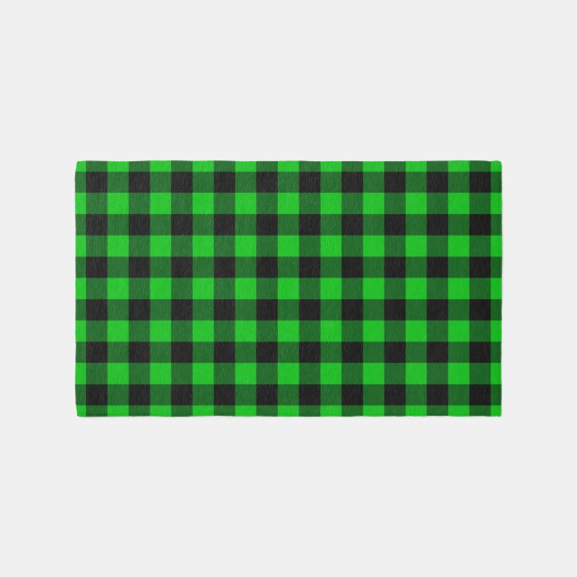 Black and Green Checked Rug (Front)
