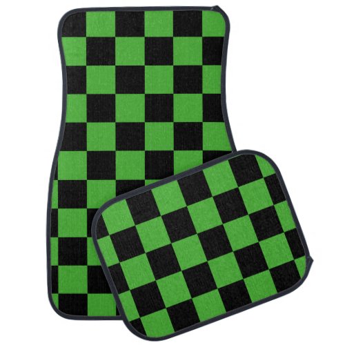 Black and Green Checkered Car Floor Mat