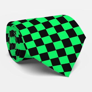 Black and Green Checkered Tie