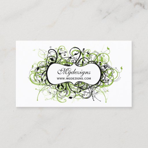 Customizable black and green Chic Business Cards