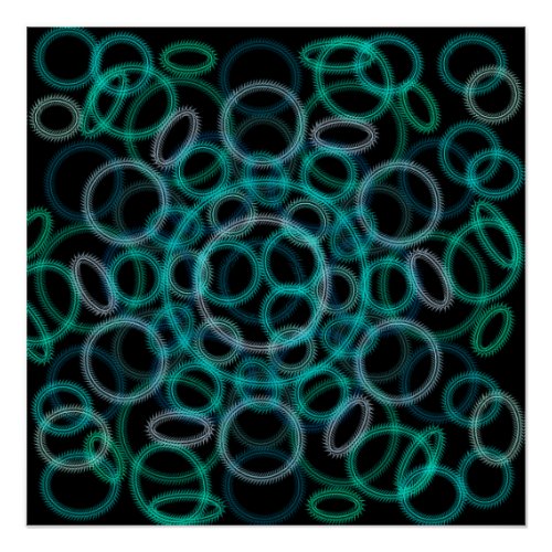 Black and green circles pattern poster