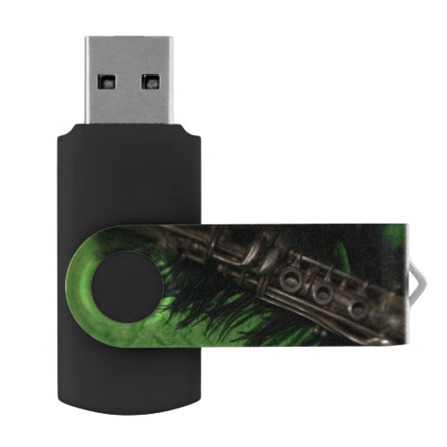 Black and Green Clarinet Flash Drive