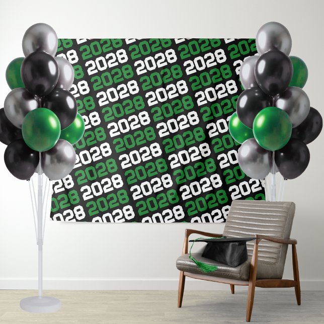 Black and Green Class Year Graduation Backdrop (Black and Green Repeating Class Year Backdrop. Great for Senior Portraits or for Photo Booths!)