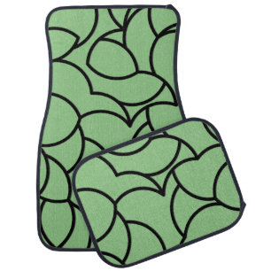 Black and Green Comingled Abstract Car Floor Mat