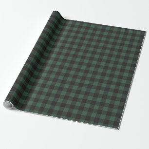 Black and Green Country Lumberjack Plaid Wrapping Paper