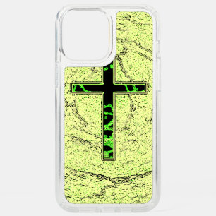 BLACK AND GREEN CROSS WITH MARBLE BACKGROUND SPECK iPhone 12 PRO MAX CASE