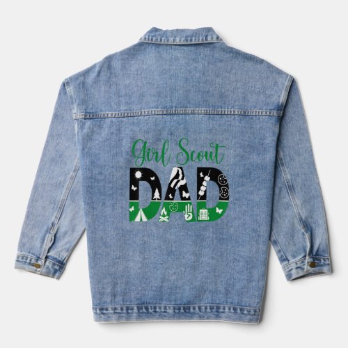 Black And Green Dad Scout For Girls Cookie Camping Denim Jacket