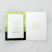 Black and Green Damask Thank you Card (Inside)