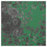 Black and Green Dark Gothic Rose Floral Fabric