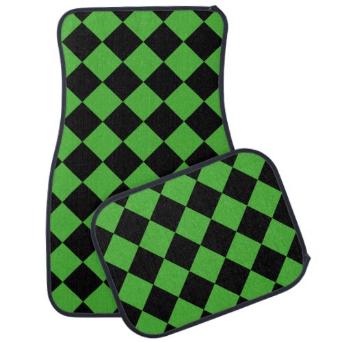 Black and Green Diamond Car Floor Mat