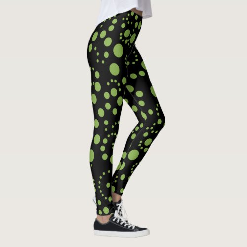 black and green dotted leggings