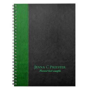 Black And Green Faux Leather Texture Notebook