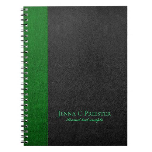 Black And Green Faux Leather Texture Notebook