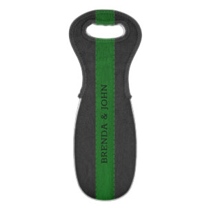 Black and green faux leather texture wine bag