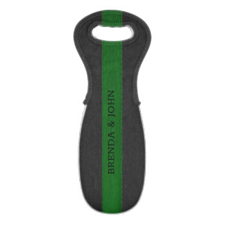 Black and green faux leather texture wine bag