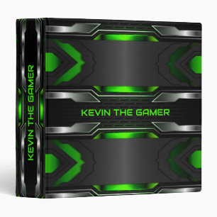 Black and green gaming background geometric design 3 ring binder