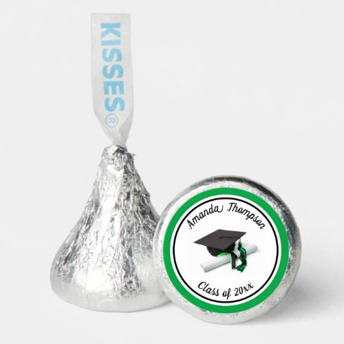 Black and Green Graduation Cap and Tassel Hersheys Kisses