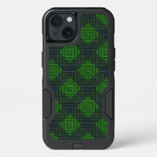 Black and green inclined squares or chess style iPhone 13 case
