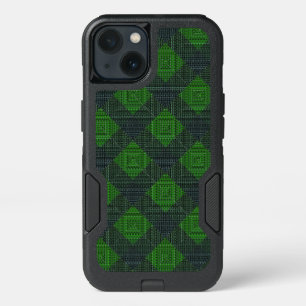 Black and green inclined squares or plaid style iPhone 13 case