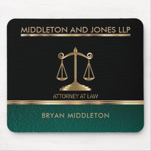 Black and Green Leather Law Firm Designs Mouse Pad
