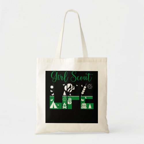 Black And Green Life Scout for Girls Cookie Campin Tote Bag