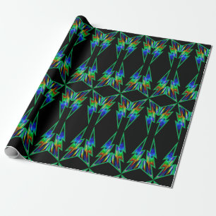 Black and Green Lighting Volt Matte Wrapping Paper