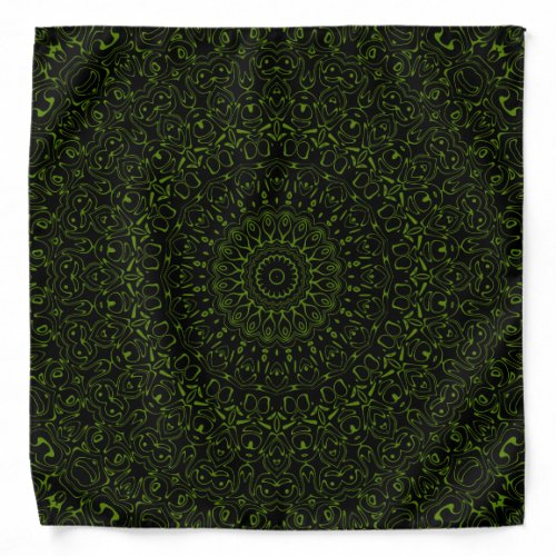 Black and Green Mandala Kaleidoscope Medallion Bandana