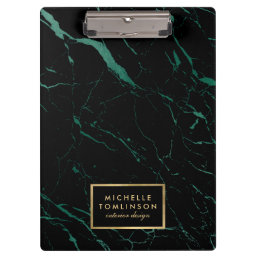Black and Green Marble Designer Personalized Clipboard