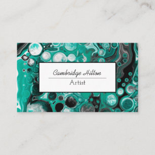 Black and Green Marble Fluid Art   Business Card