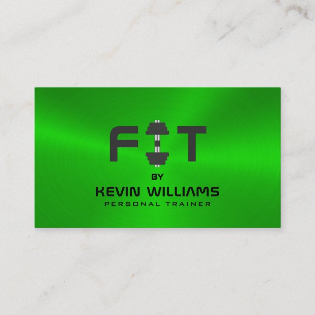 Black and green metallic background business card (Front)
