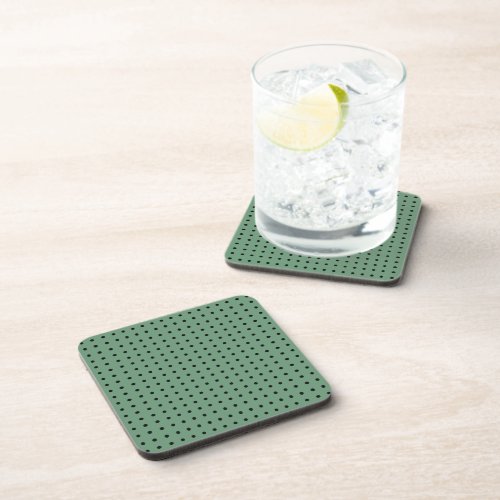 Black and Green Minimalist Polka Dots g1 Beverage Coaster