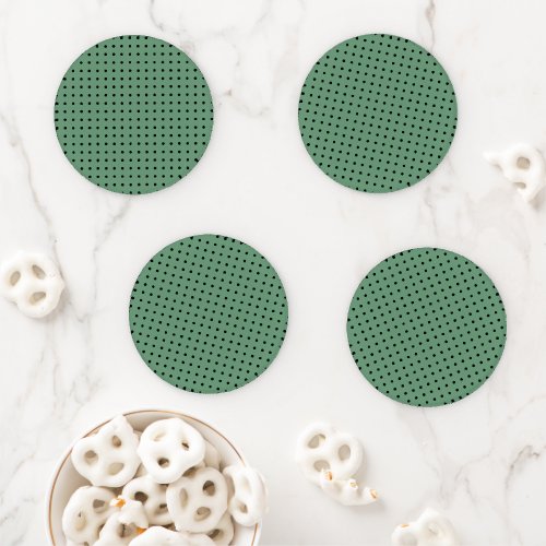 Black and Green Minimalist Polka Dots g1 Coaster Set