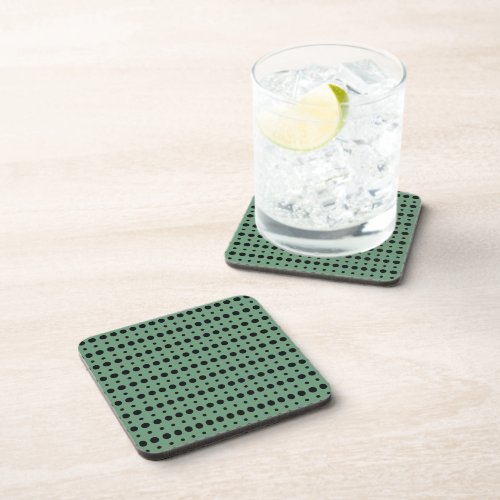 Black and Green Minimalist Polka Dots g9 Beverage Coaster