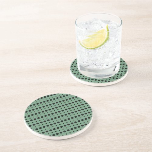 Black and Green Minimalist Polka Dots g9 Coaster