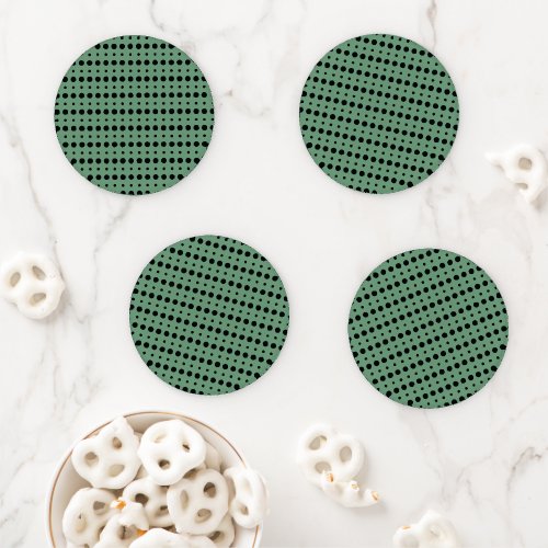 Black and Green Minimalist Polka Dots g9 Coaster Set