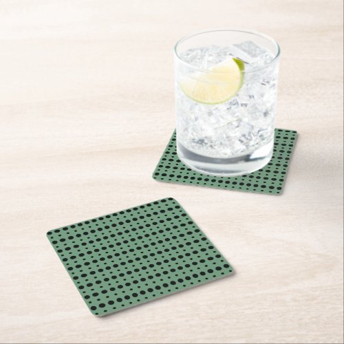 Black and Green Minimalist Polka Dots g9 Square Paper Coaster