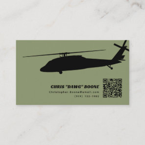 Black and Green Modern Blackhawk Helicopter Business Card