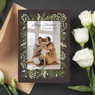 Black and Green Modern Christmas Family Photo Card