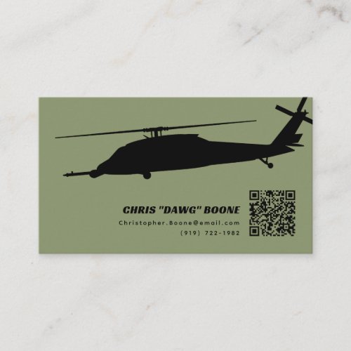 Black and Green Modern Pavehawk Helicopter Business Card
