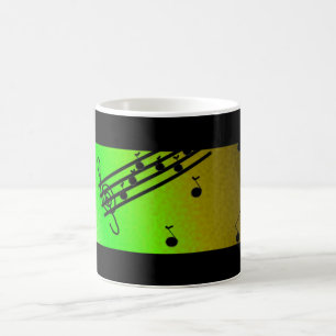 Black and Green Musical Design Coffee Mug