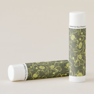 Black and Green Nature Illustrated Floral Pattern Lip Balm