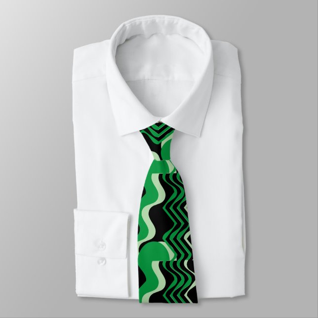 BLACK AND GREEN NECK TIE (Tied)