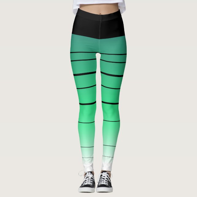 Black And Green Ombre Leggings (Front)