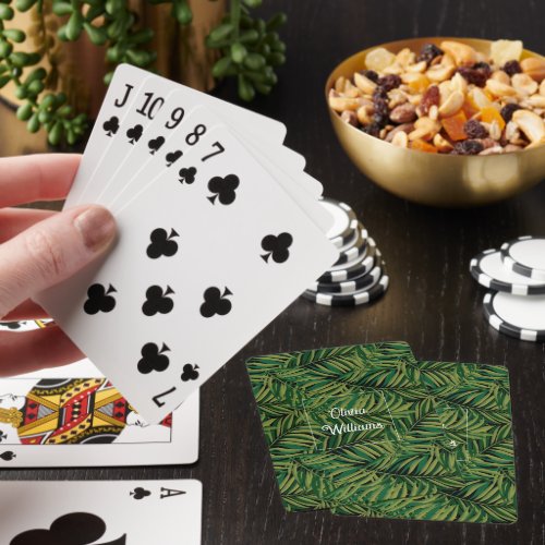 Black and Green Palm Leaves Aesthetic Playing Cards