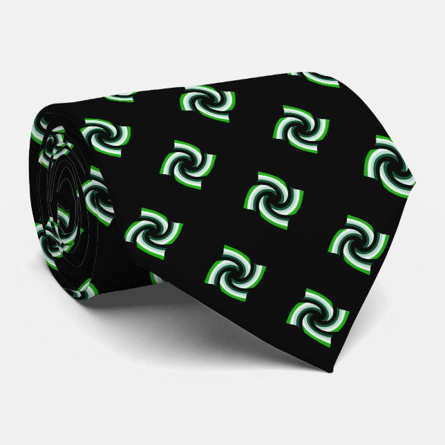 Black and Green Pattern Neck Tie (Rolled)