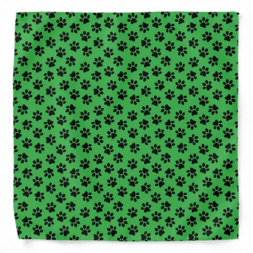 Black and Green Paw Prints  Pet Cat Dog Bandana