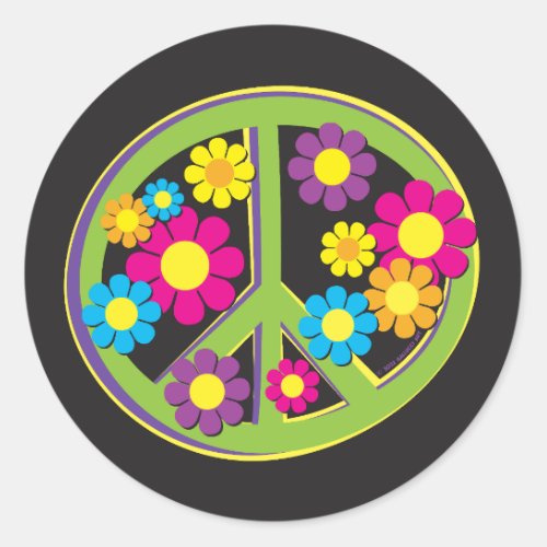 Black and Green Peace Sign Sticker