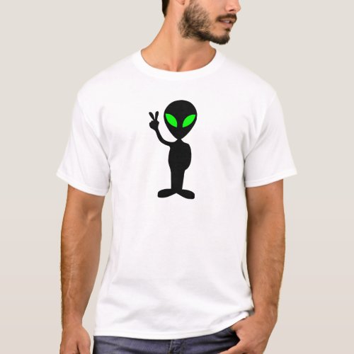 Black and Green Peaceful Alien T_Shirt