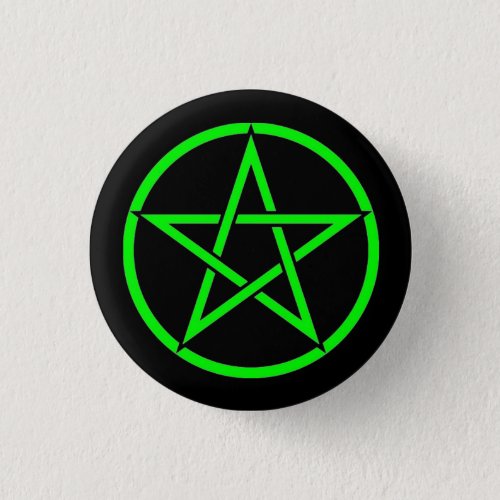 Black and Green Pentacle Pentagram Button Badge